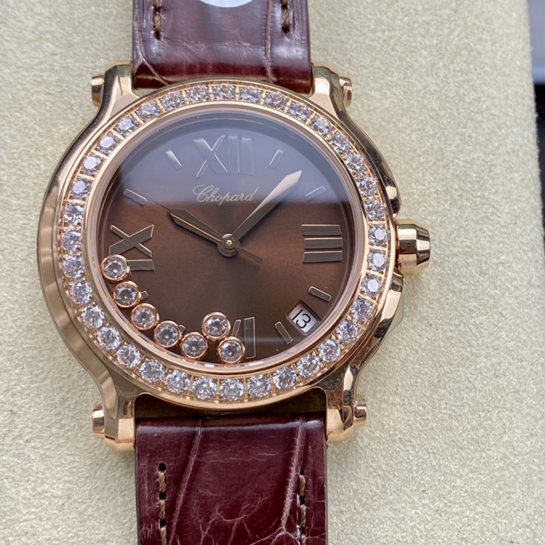 Chopard Happy Sport Diamond Bezel Brown Quartz 278475-3037
