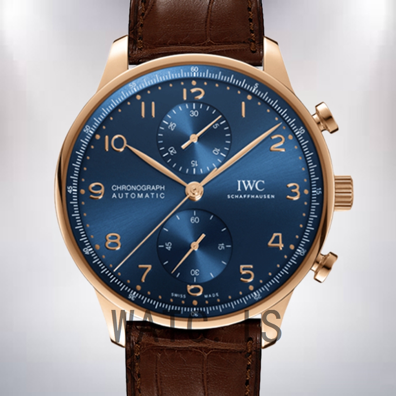 IWC Portuguese Chrono Men's IW371614 44mm/41mm Leather Strap Rose Gold-tone
