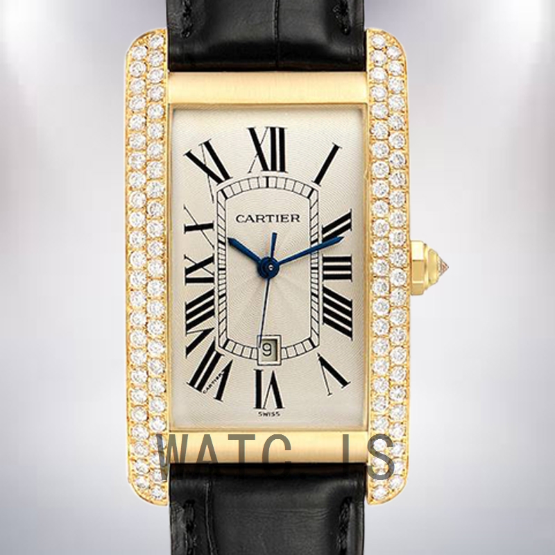 Cartier Tank Americaine Unisex 27mm WB702051 Silver Dial Gold-tone