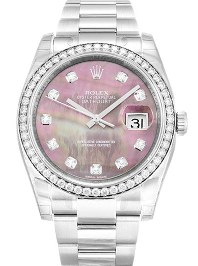 Rolex Datejust Diamond Bezel Pink Dial 116244 Oyster Replica