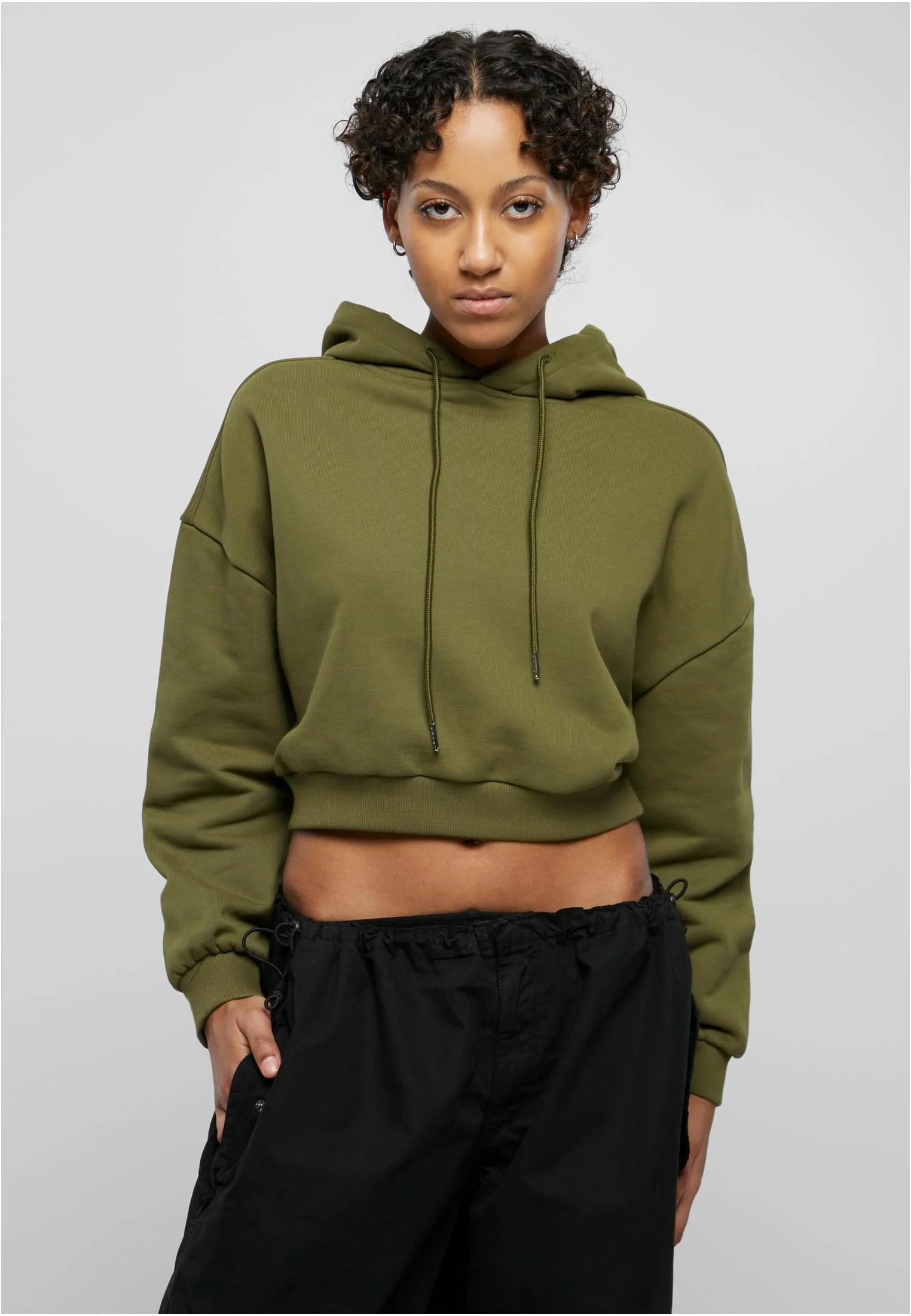 Ladies Cropped Heavy Hoody