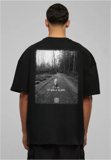 Its ok to walk alone - lonely white wolf Olivier Industries TM overize Tee