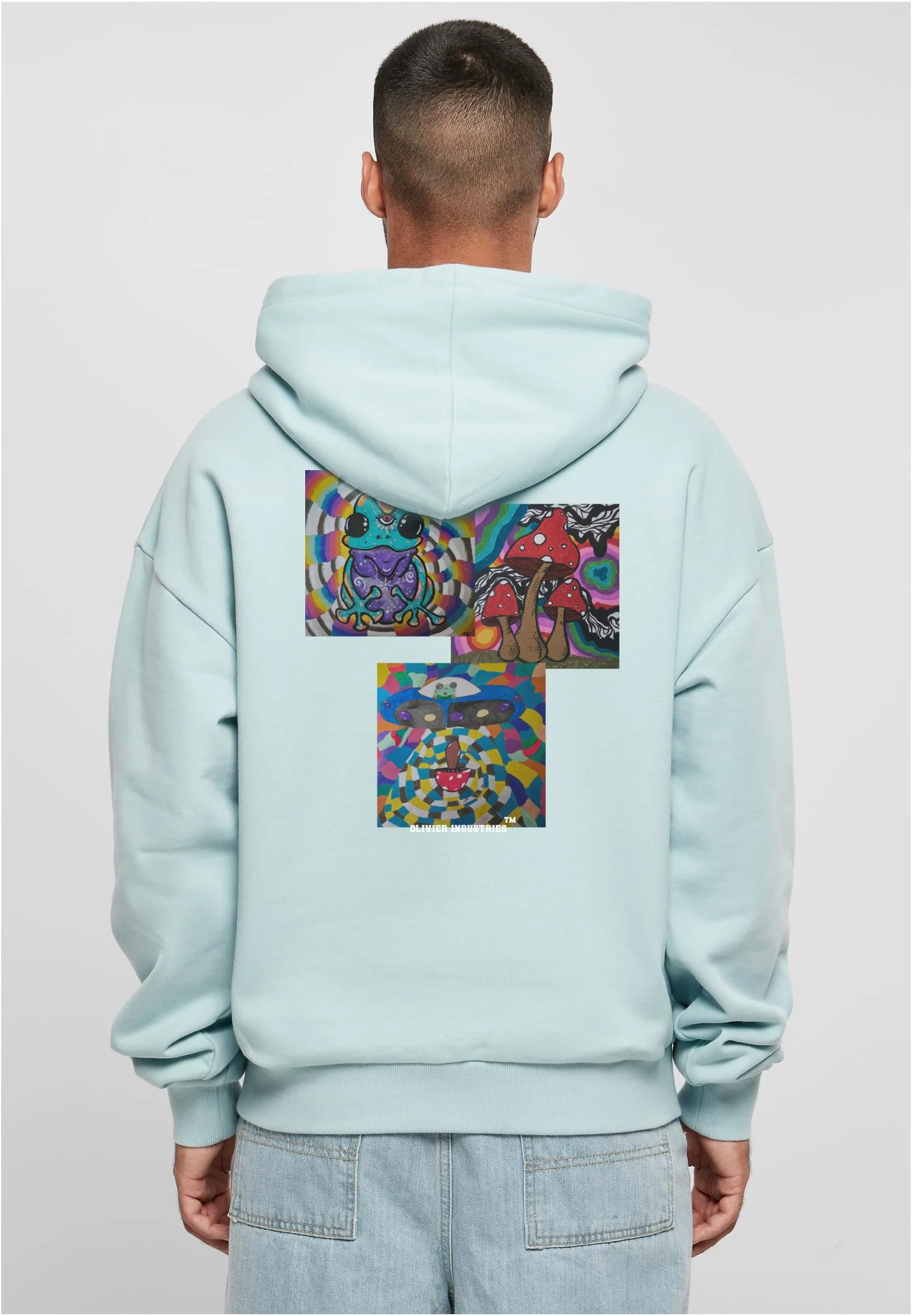 Olivier industries psychodelic frog and mushroom Heavy Oversize Hoodie