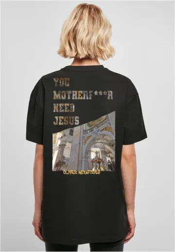 Olivier Industries TM 14 Saints Church you motherfucker need jesus boyfriend oversize woman tee
