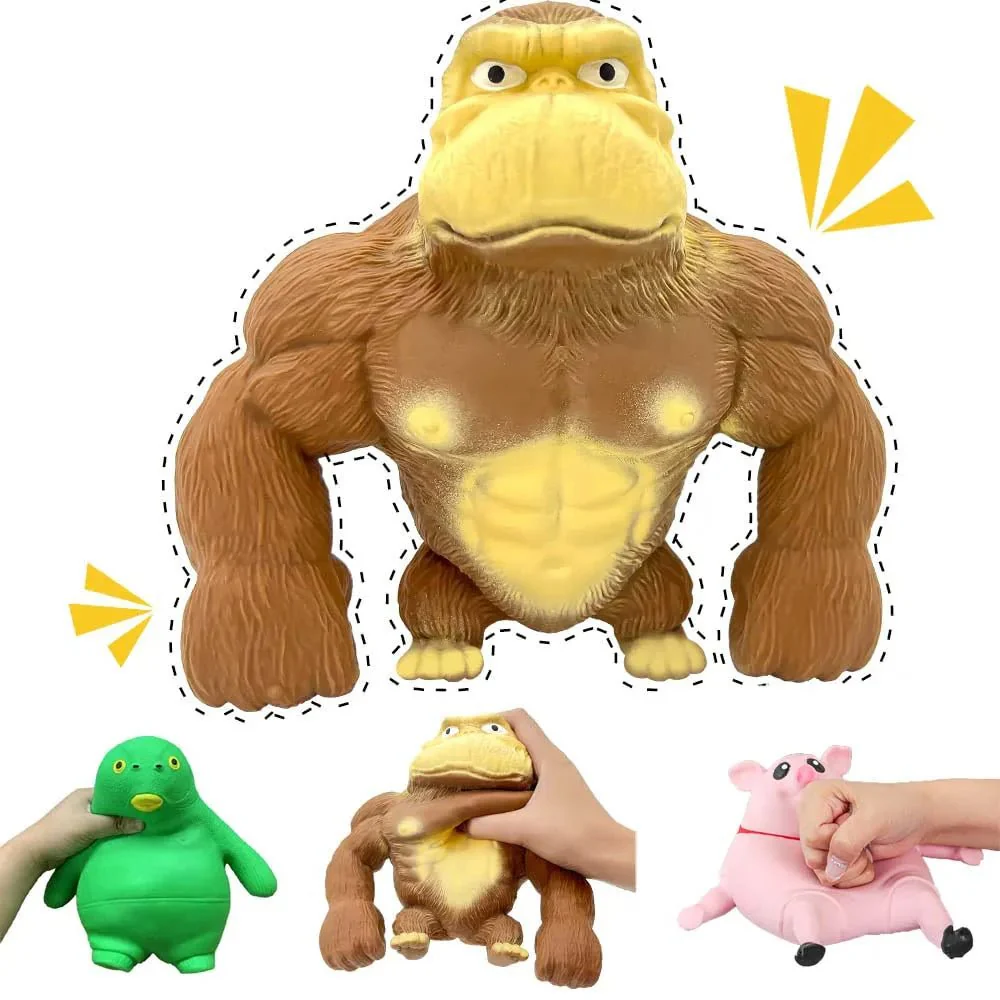 Squeeze Gorilla Fidget Toy – Hilarious Gorilla Stress Relief Toy for Kids, Elastic and Fun Squeeze Antistress Play