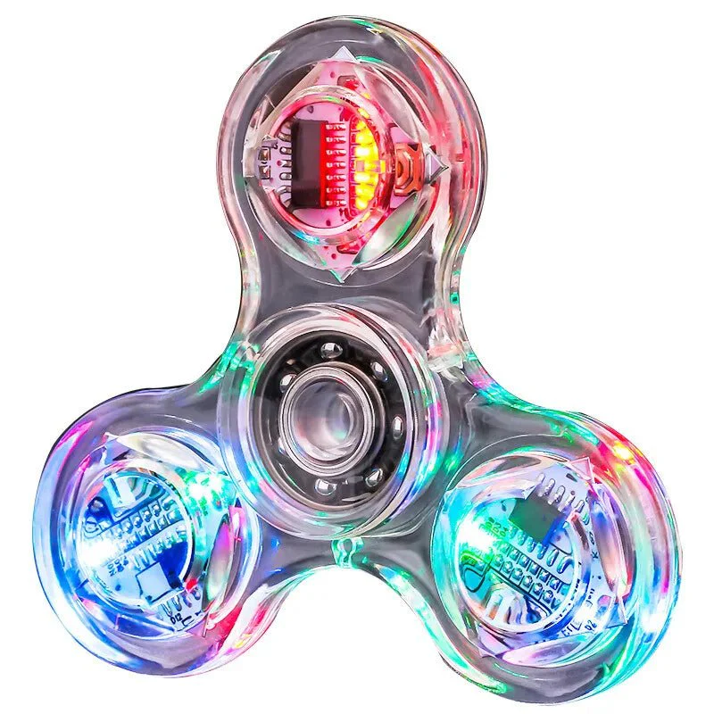 Crystal Luminous LED Light Fidget Spinner – Glow-in-the-Dark Stress Relief Toy & Kinetic Gyroscope for Kids