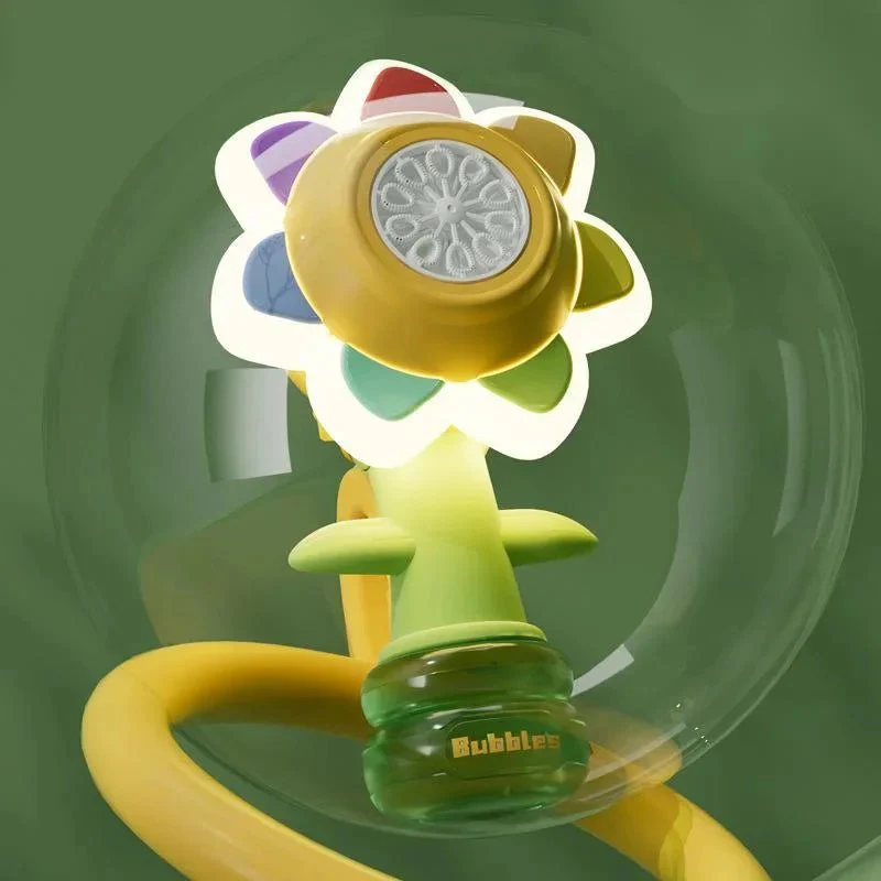 Automatic Sunflower Bubble Machine with Rotating Lights – Fun Soap Bubble Gun for Kids, Perfect Summer Outdoor Toy Gift