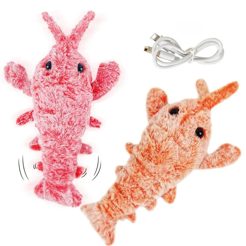 USB Rechargeable Electric Jumping Lobster Toy – Realistic Jumping Shrimp Plush for Endless Pet Entertainment