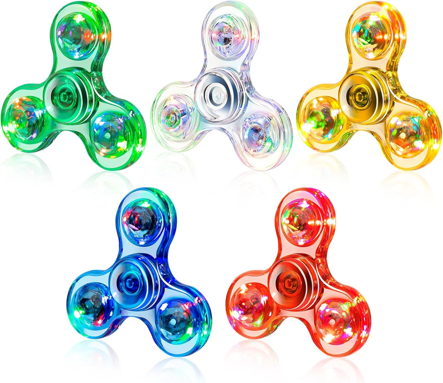 Crystal Luminous LED Light Fidget Spinner – Glow-in-the-Dark Stress Relief Toy & Kinetic Gyroscope for Kids