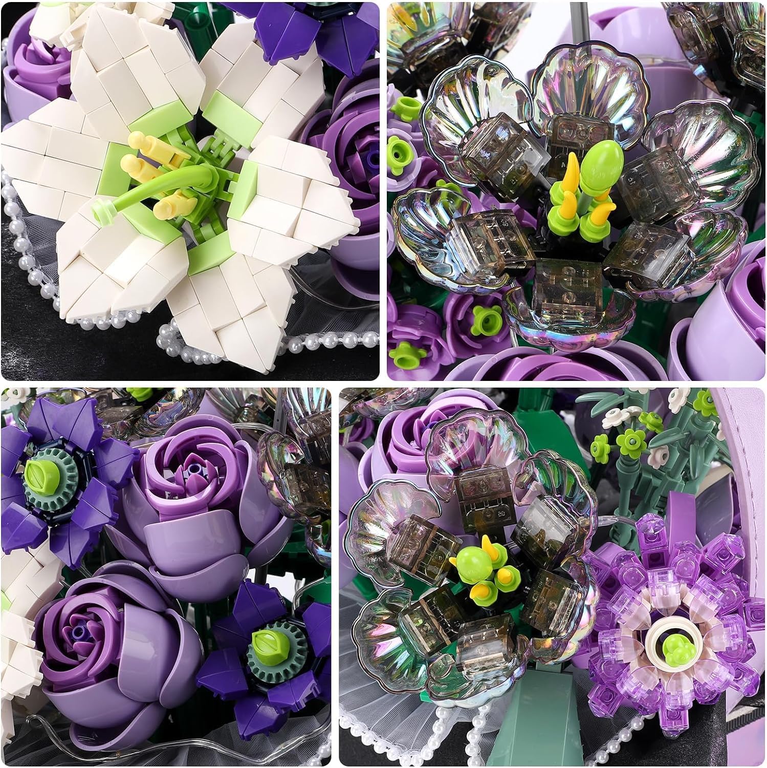 DIY Eternal Rose Bouquet Building Blocks Set – Romantic LED Gift Box for Girls