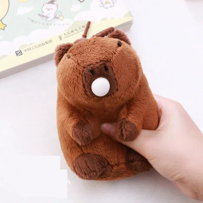 Capybara Plush Snap Bracelet and Key Chain – Fun Slap Wrap Wristband Toy for All Ages, Perfect New Year Gift & Playful Accessory