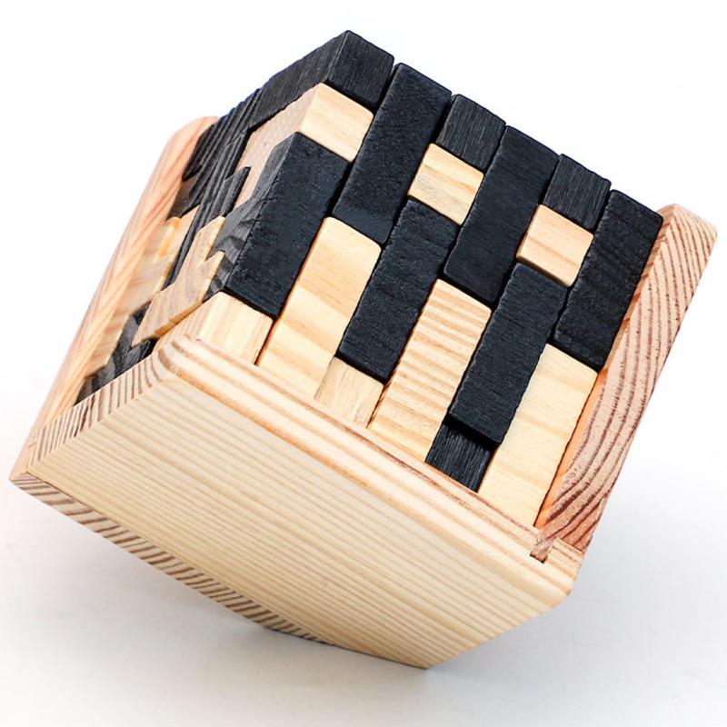 Wooden Luban 3D Cube Board Game – 54L Cube IQ Brain Teaser for Family Fun, Educational Play, and Memorable Parties with Kids & Adults