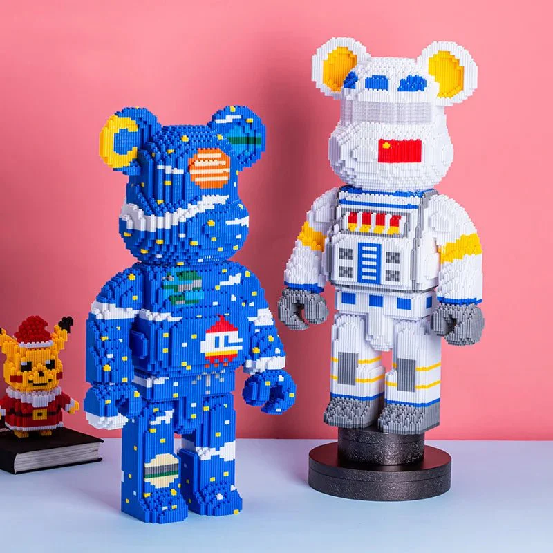 DIY Mini Cartoon Building Block Bearbrick Model – Light-Up Building Block Toy for Kids, Perfect Christmas & Birthday Gift
