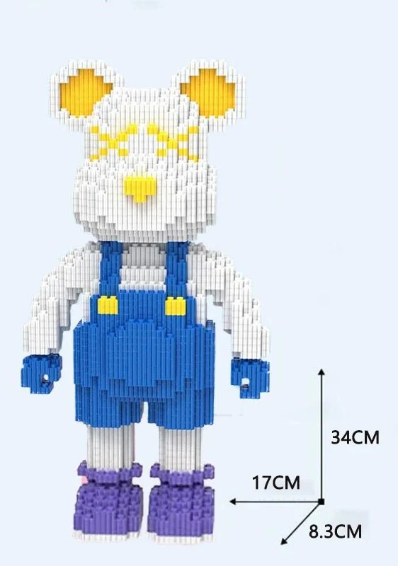 DIY Mini Cartoon Building Block Bearbrick Model – Light-Up Building Block Toy for Kids, Perfect Christmas & Birthday Gift