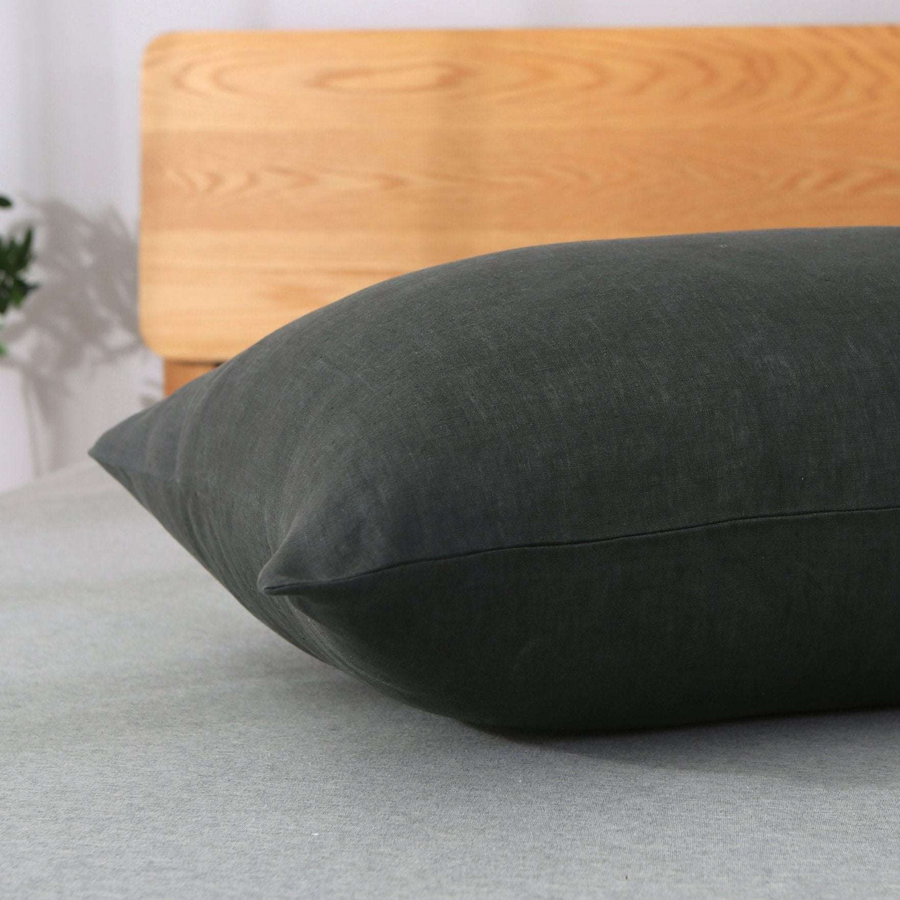 Charcoal Black 100% Organic Linen Body  Pillowcase