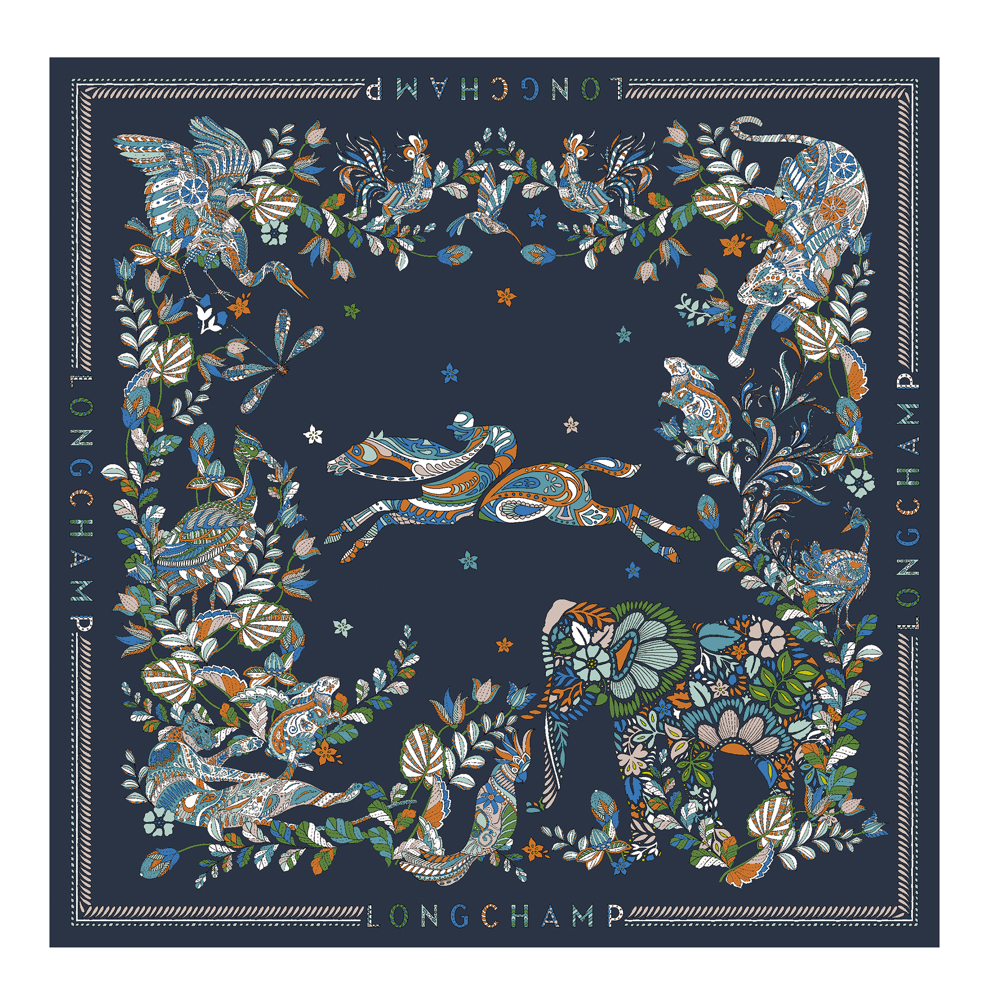 Forêt Longchamp Silk scarf 90