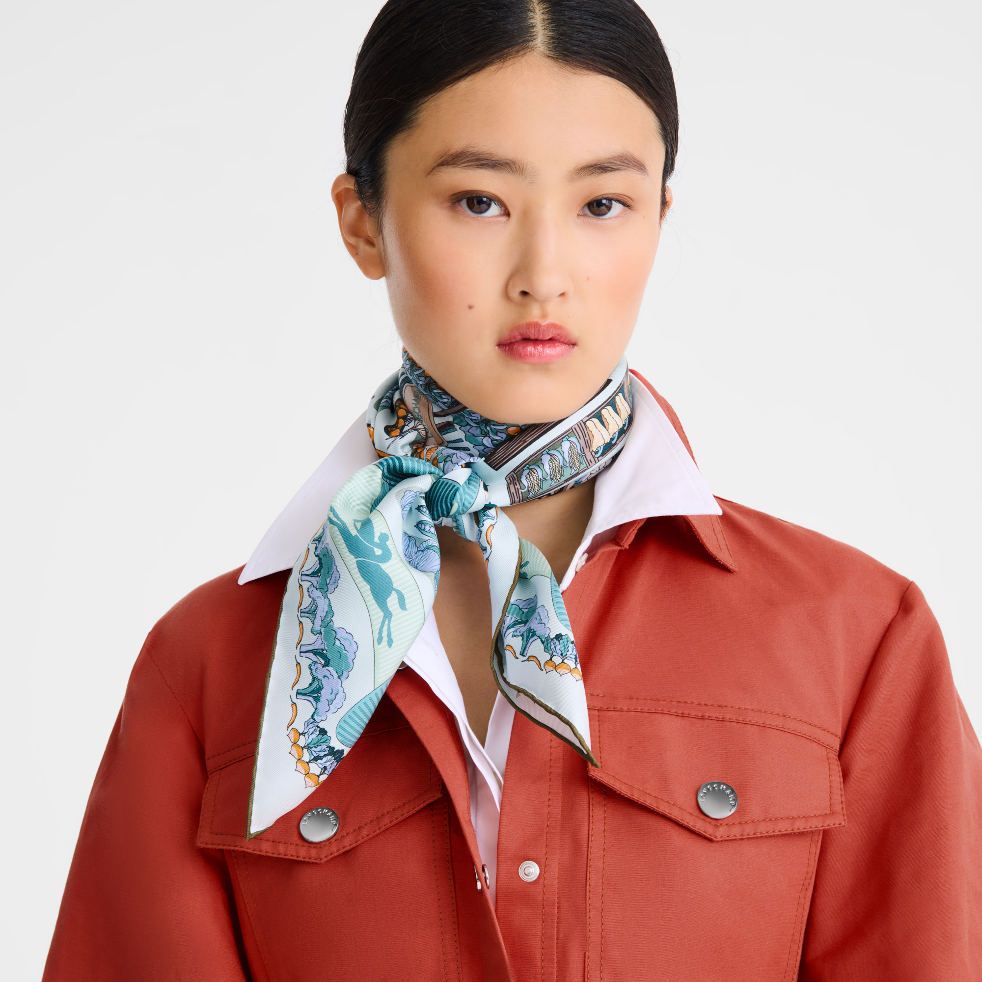 Longchamp Vegetable Garden Silk scarf 90