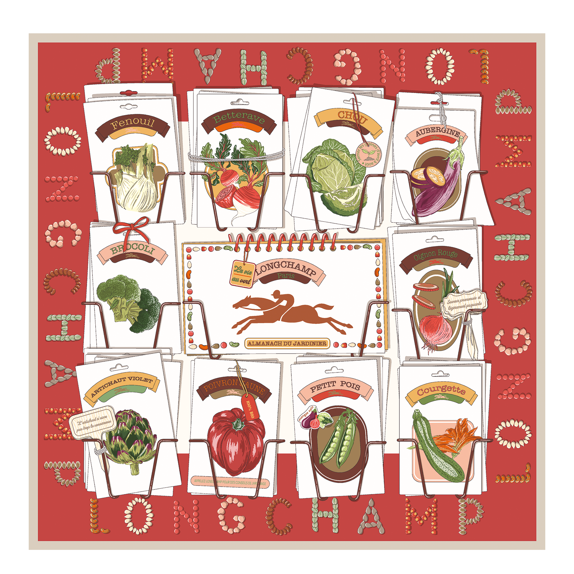 In the Vegetable Garden Silk scarf 70
