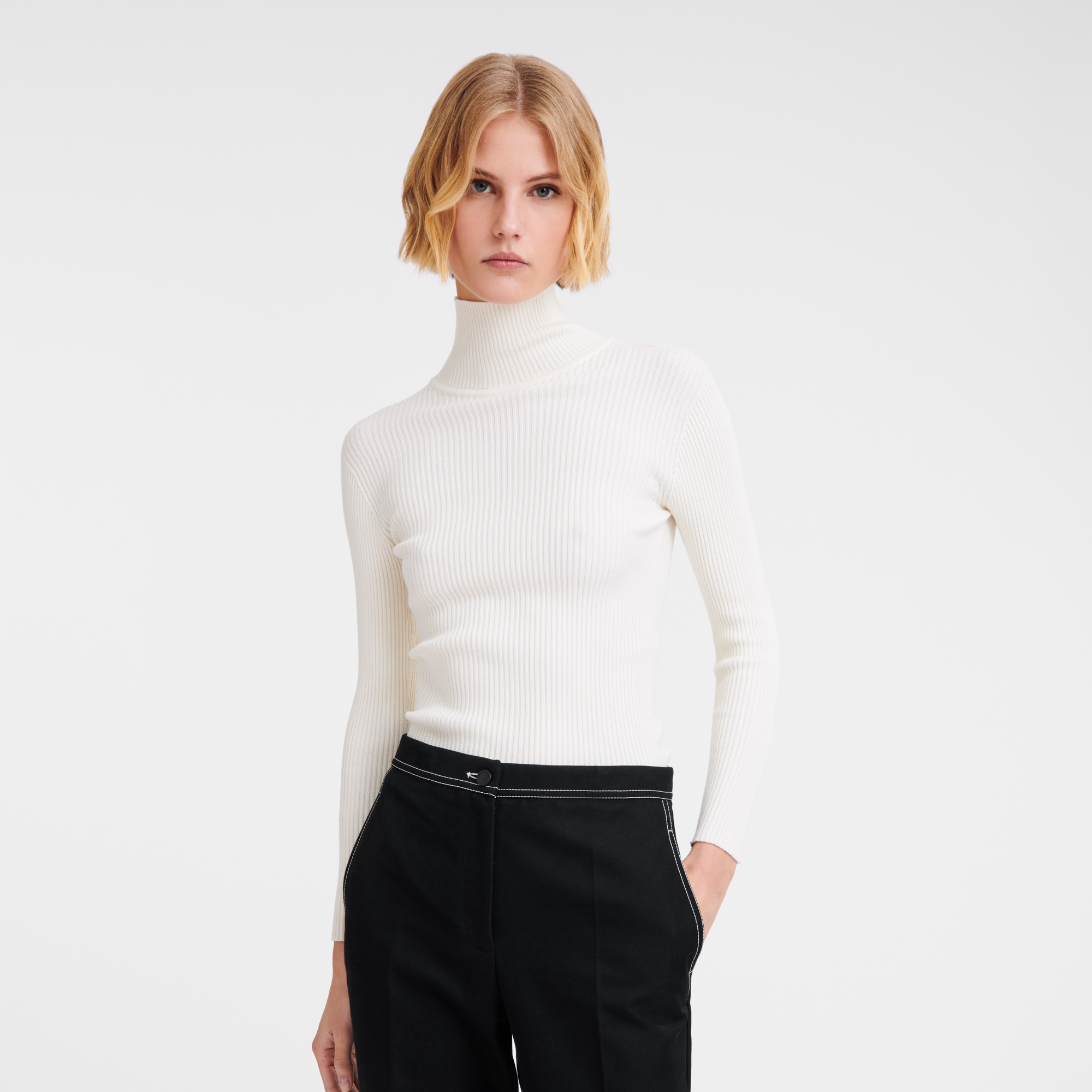 High collar fitted jumper