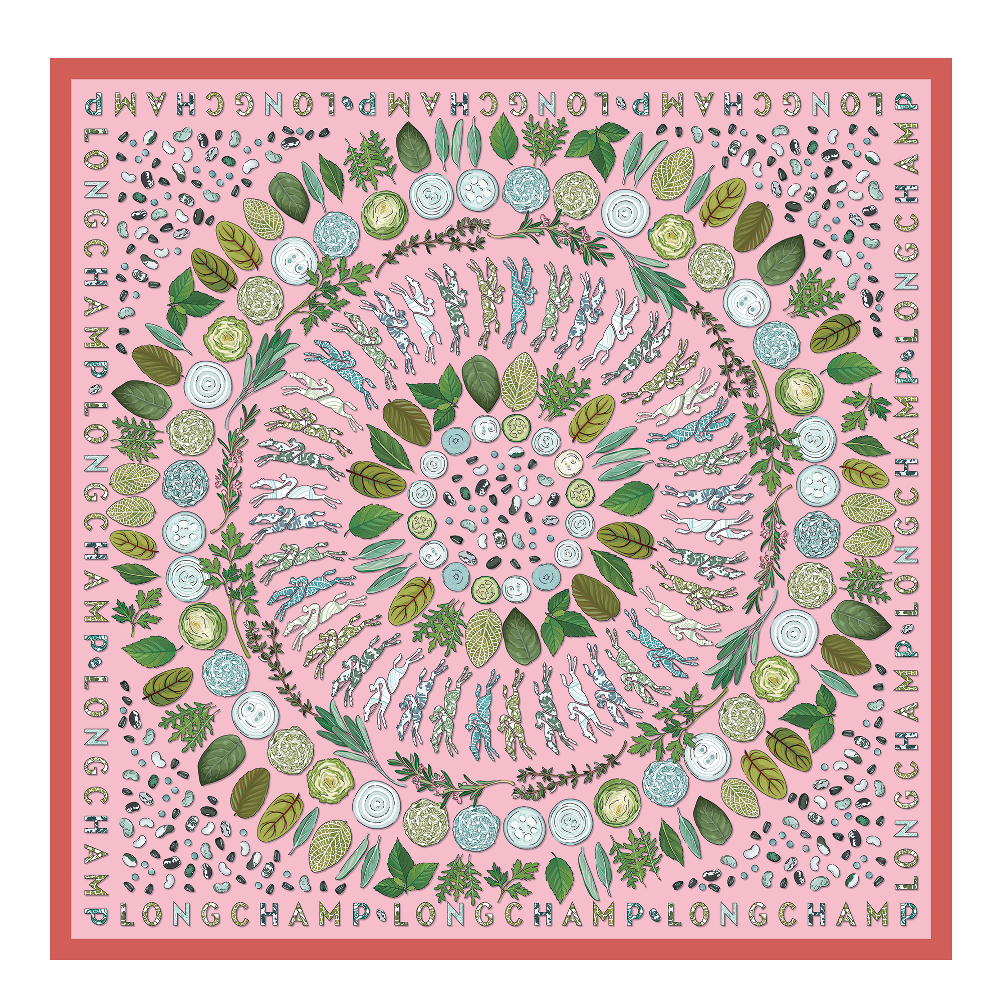 Longchamp Herbarium Silk scarf 90