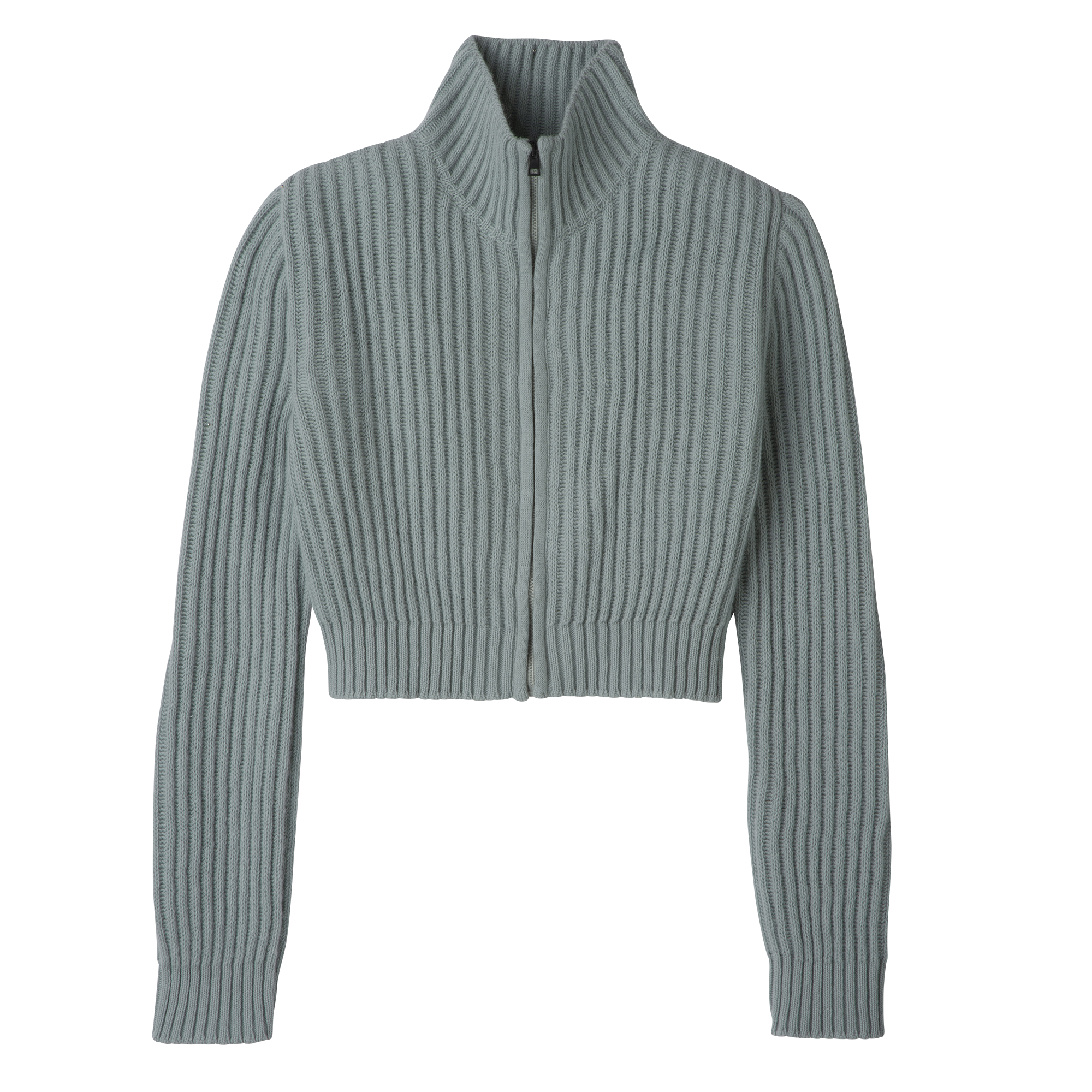 Zip collar short cardigan