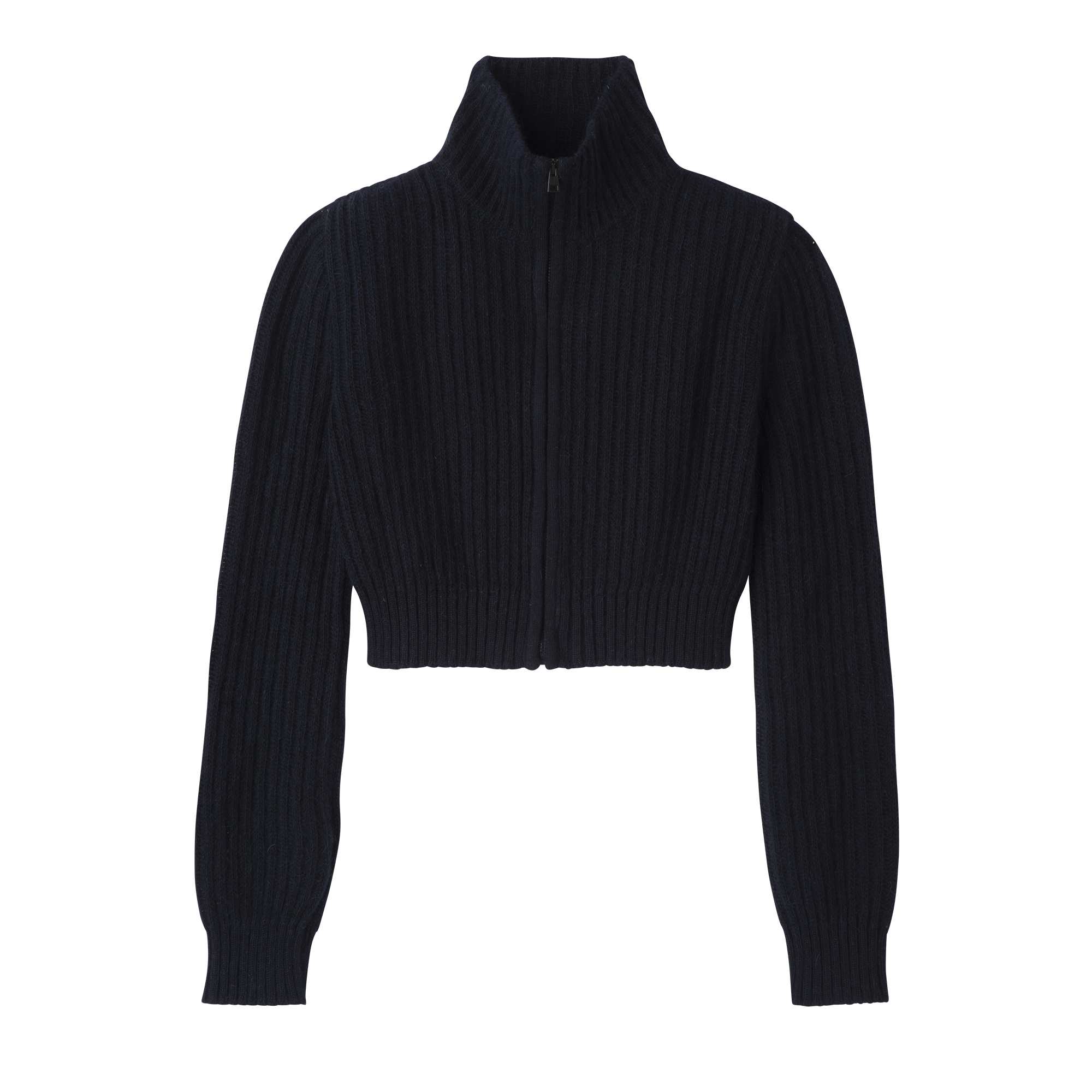 Zip collar short cardigan