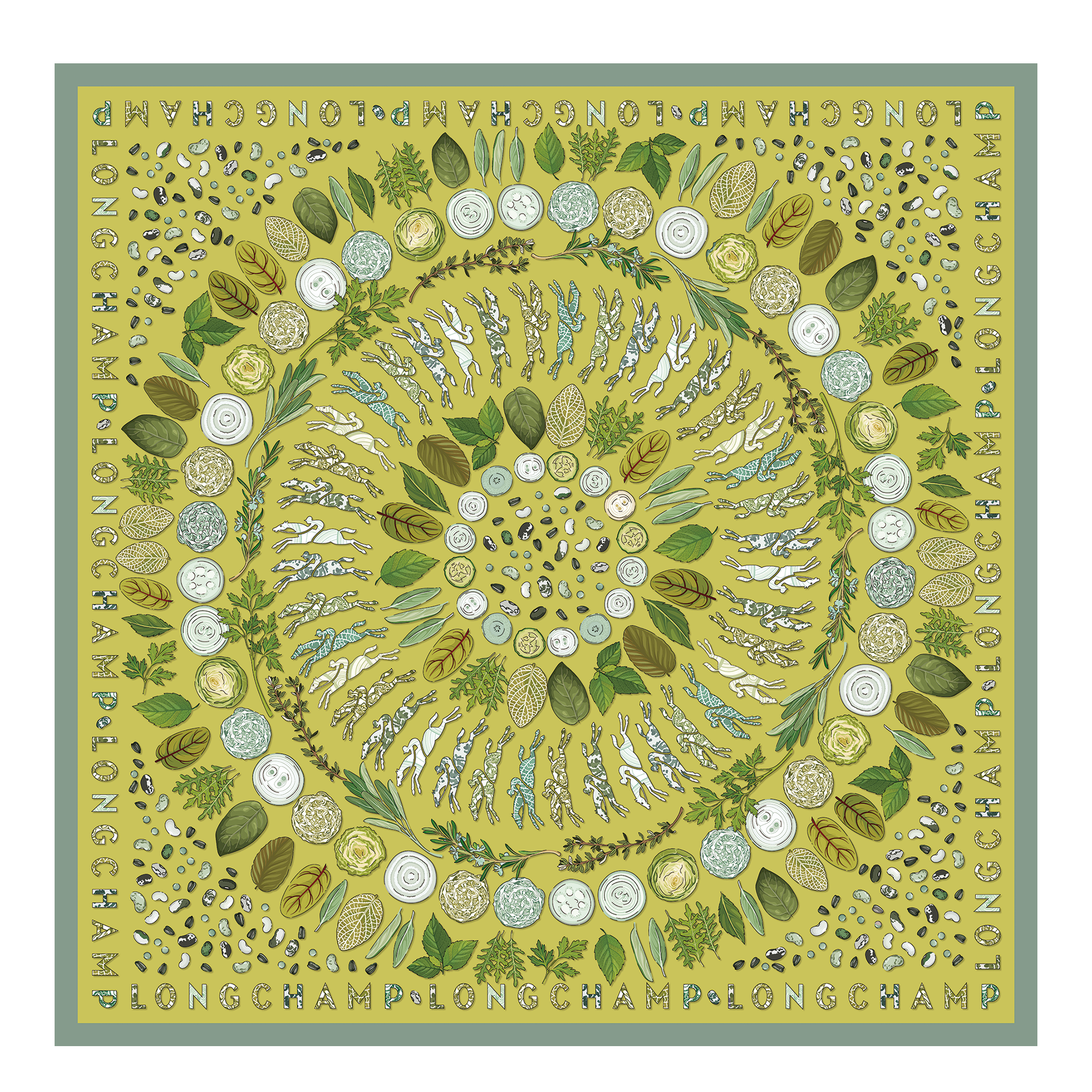 Longchamp Herbarium Silk scarf 90