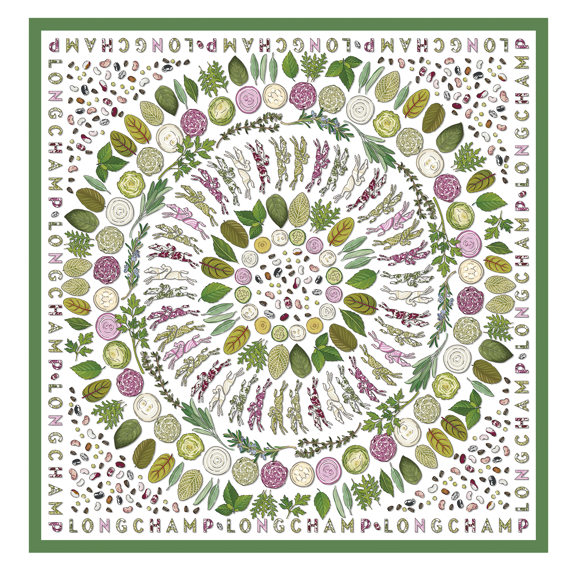 Longchamp Herbarium Silk scarf 90