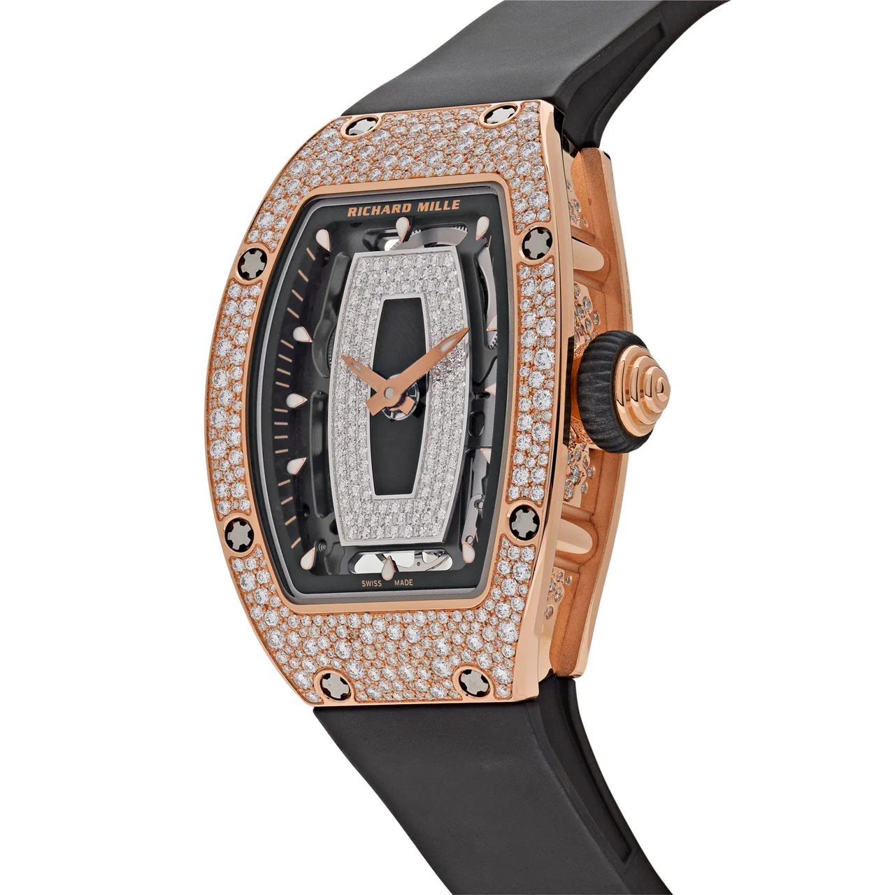 R&M RM 07-01 Rose Gold Onyx Snow Diamond Set - DiscoversMarket