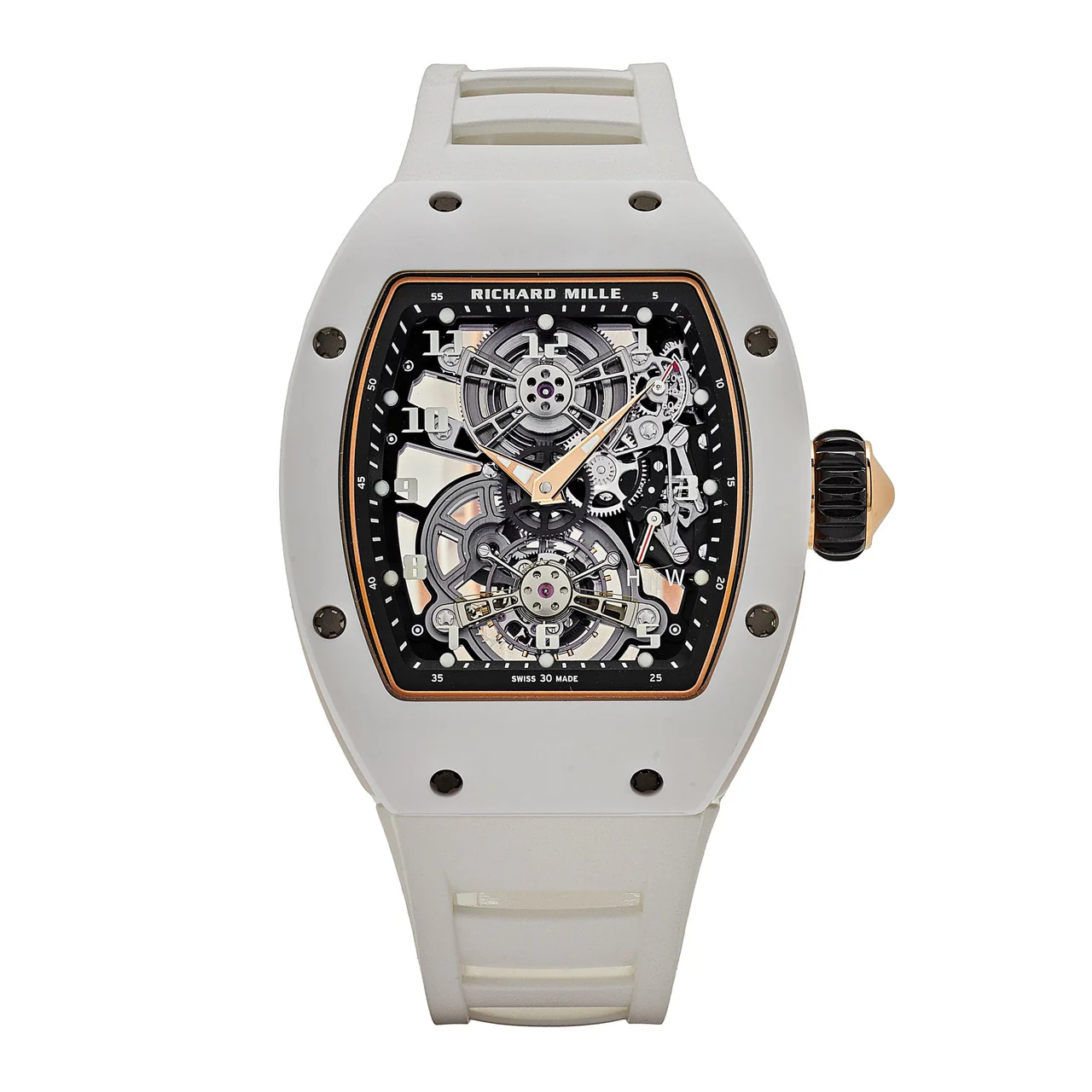 R&M RM 17-01 White Ceramic Rose Gold Manual Wind Tourbillon - DiscoversMarket