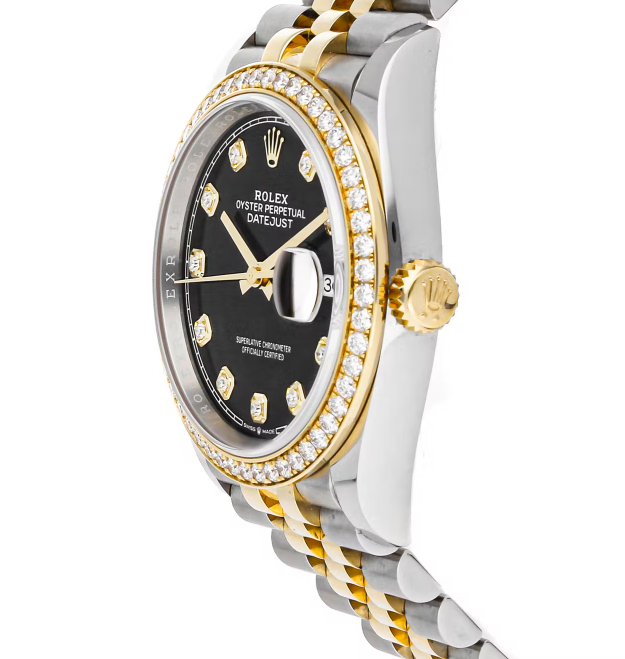 Datejust Black dial set with diamonds 36mm - DiscoversMarket