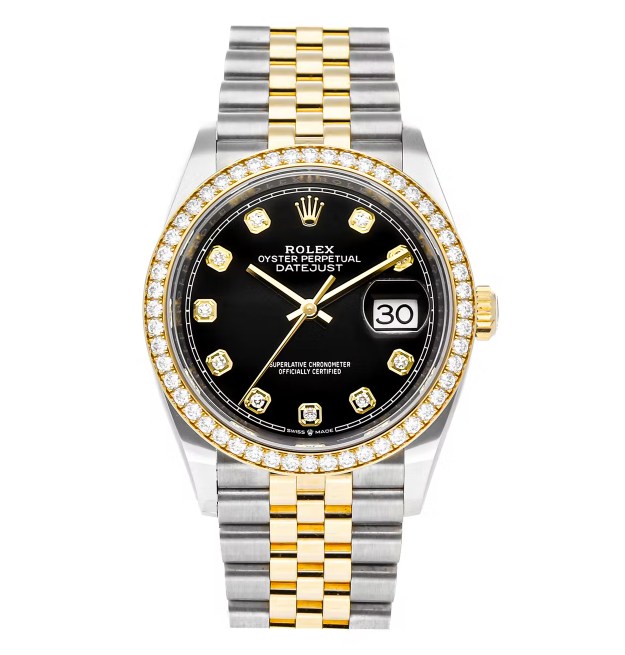 Datejust Black dial set with diamonds 36mm - DiscoversMarket