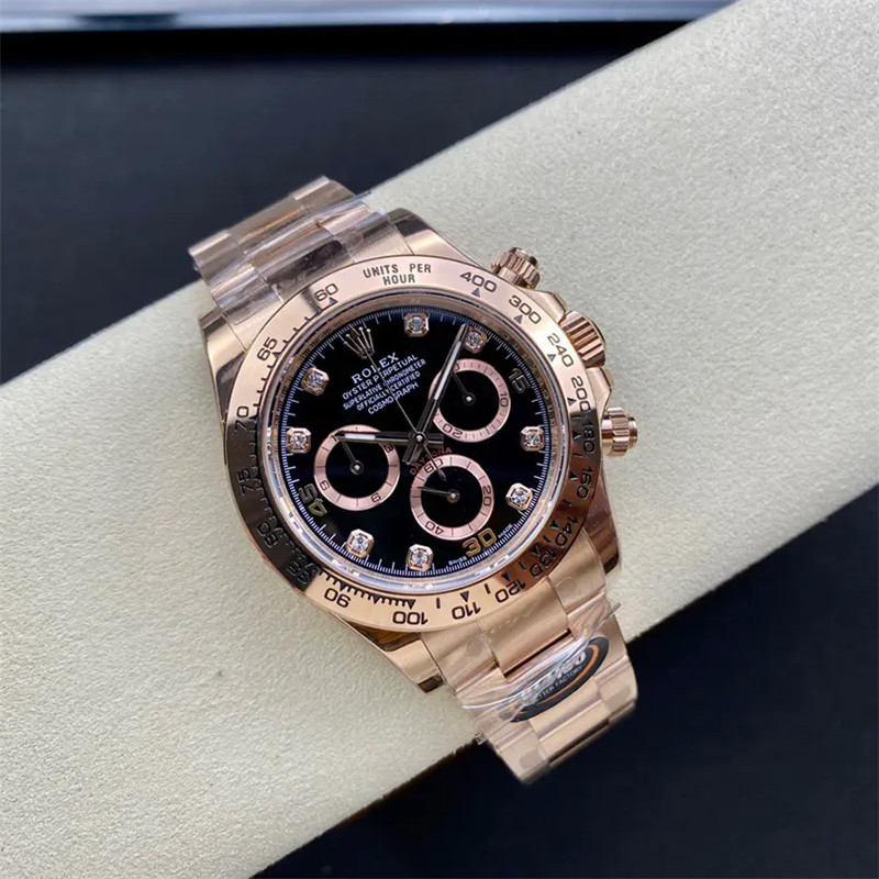 Cosmograph Daytona m116505-0015 40mm Everose Gold Black Diamond Dial Watch - DiscoversMarket