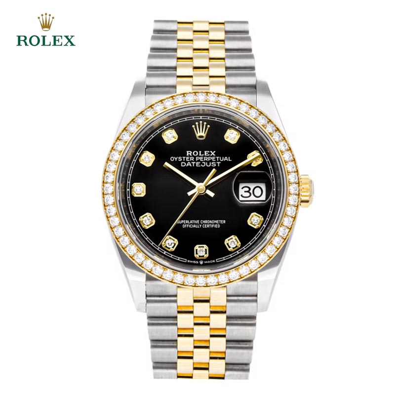 Datejust Black dial set with diamonds 36mm - DiscoversMarket