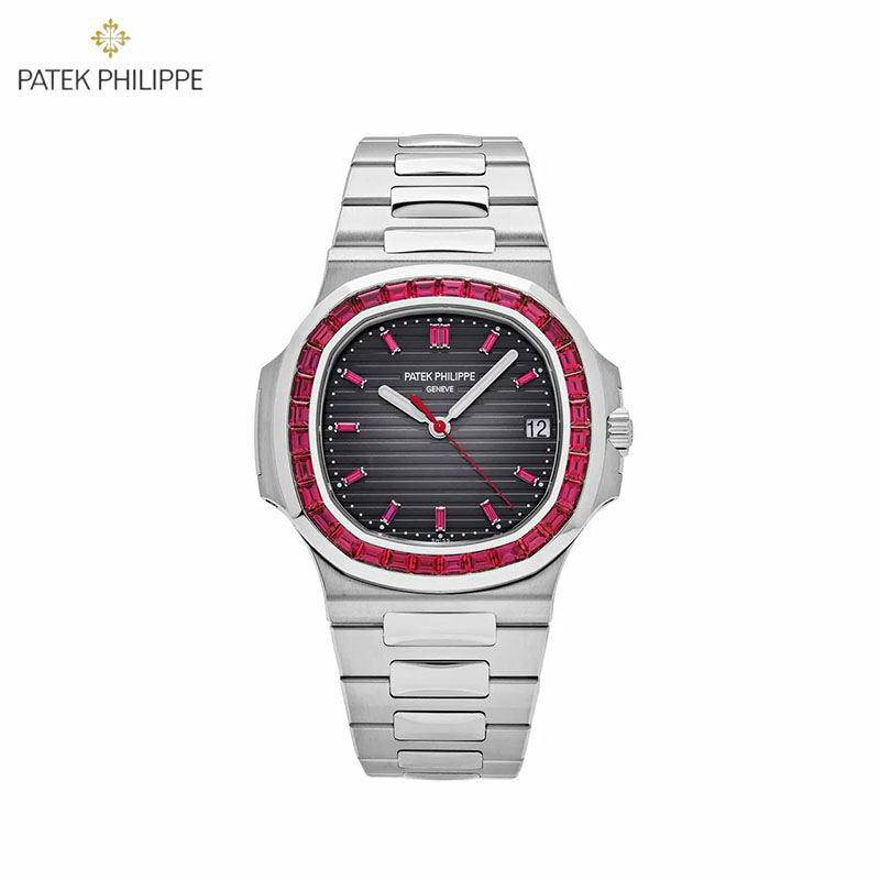 Patek Philippe Nautilus 5711/112P-001 Platinum Grey Dial Ruby Bezel - DiscoversMarket