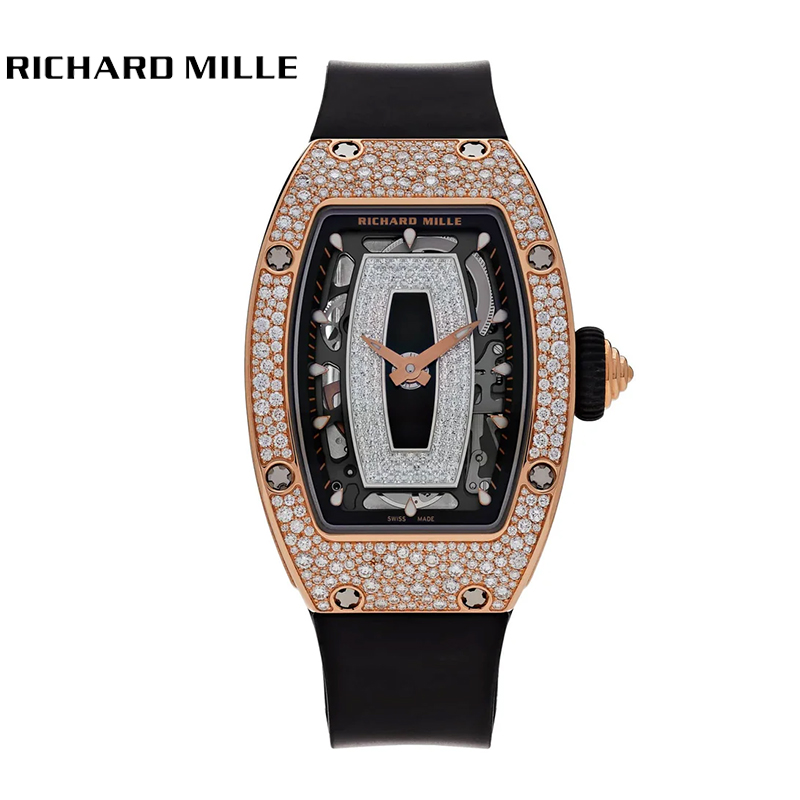 R&M RM 07-01 Rose Gold Onyx Snow Diamond Set - DiscoversMarket
