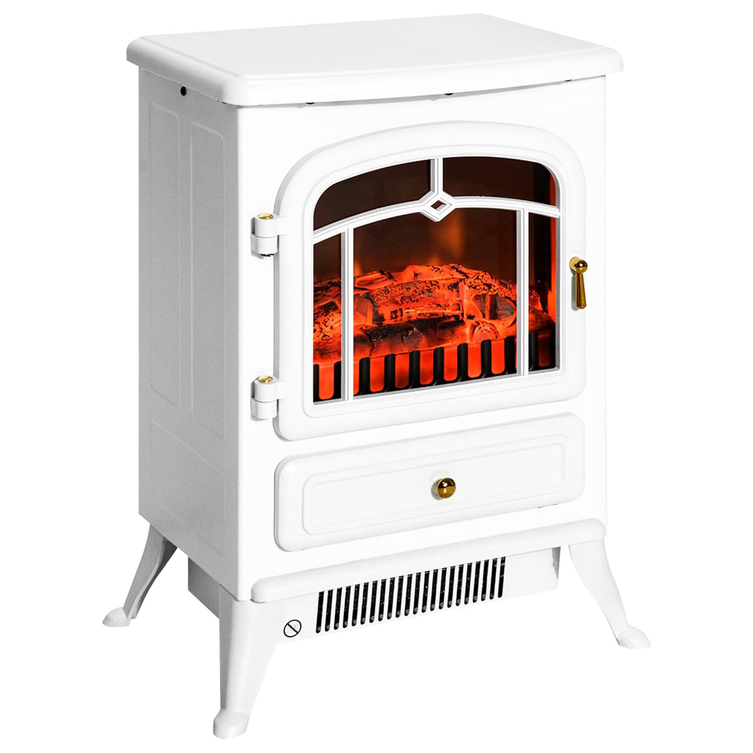 HOMCOM 22 Electric Fireplace Heater, Freestanding Fire Place Stove with Realistic LED Flames and Logs, and Overheating Protection, 750W/1500W, Black
