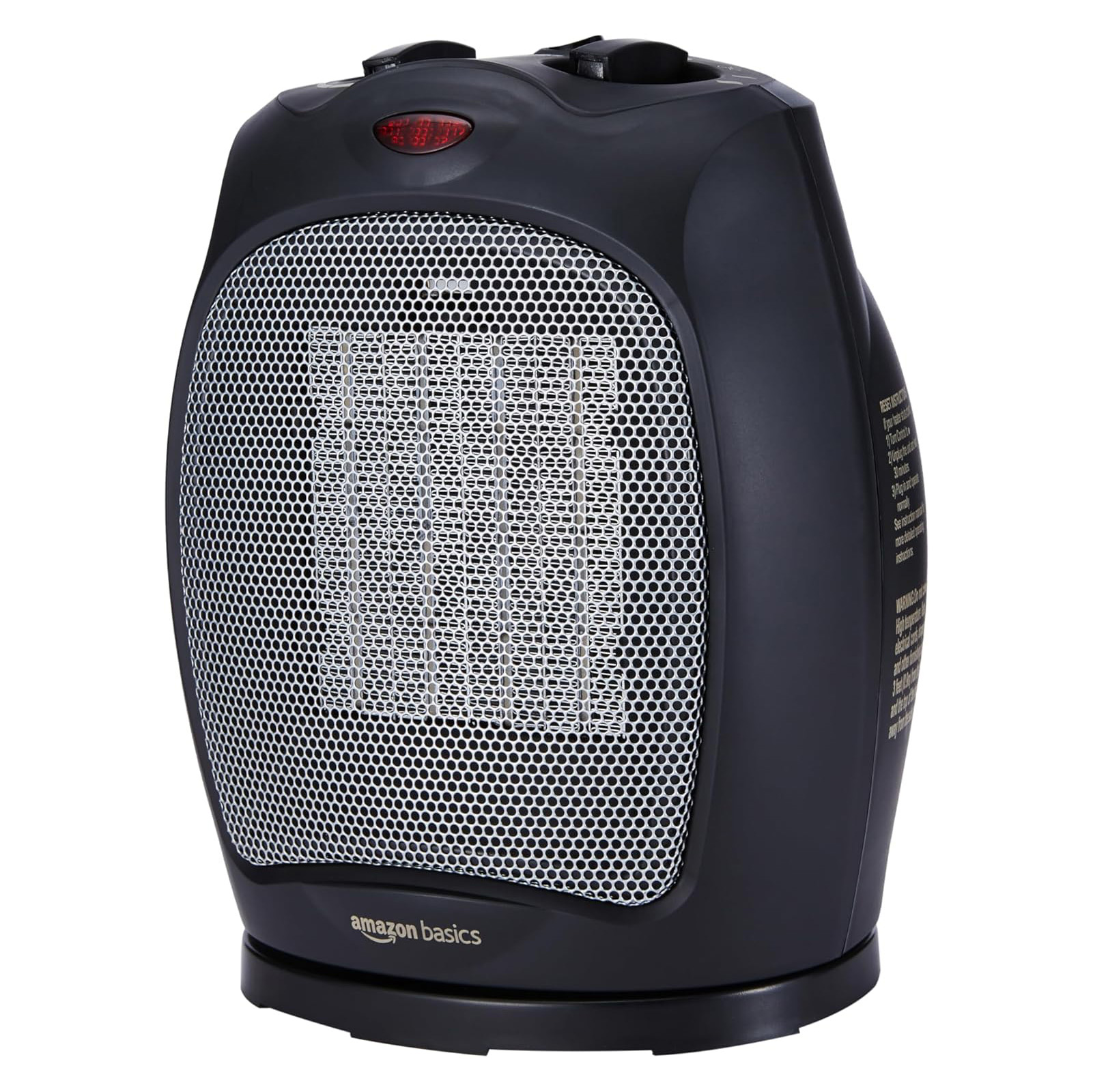 Amazon Basics Ceramic Space Heater, Portable Heater for Indoor Use, for Office and Home, With Overheat and Tip-Over Protection, Thermostat, Non-Oscillating, 1500W, Silver, 7.52D x 6.34W x 9.45H