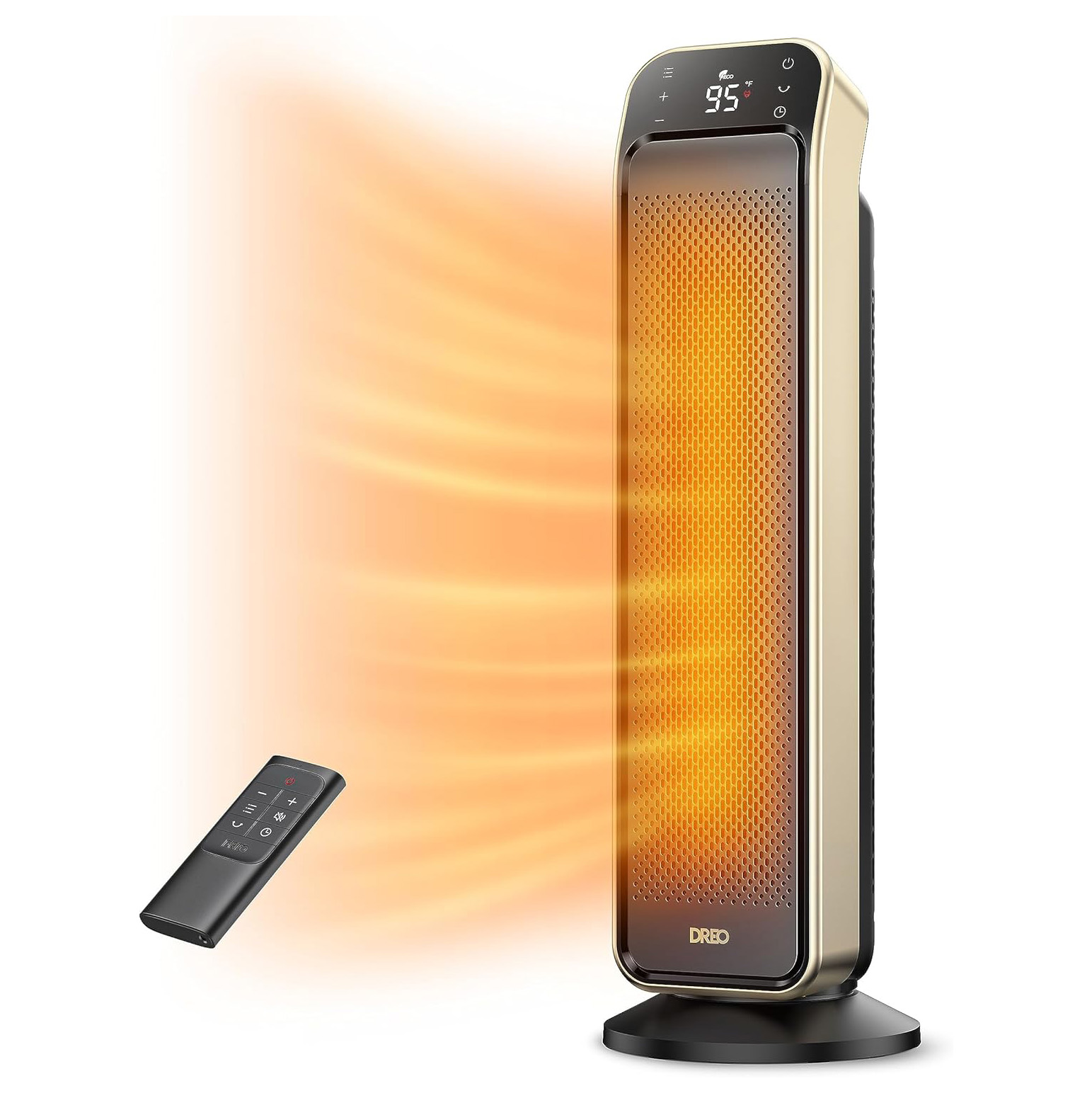 Dreo Space Heater for Indoor Use, 25 11.5ft/s Fast Electric Heater with Remote and Thermostat, 3 Modes, Overheating & Tip-Over Protection, Portable Heater for Large Room, Bedroom, Office, Gold