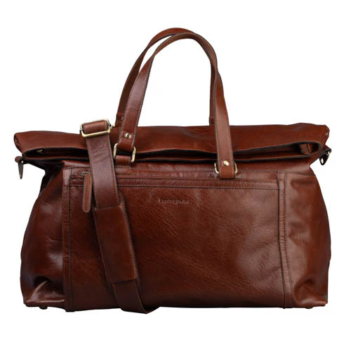 Weekendbag i skinn från NYPD med datorfack 14