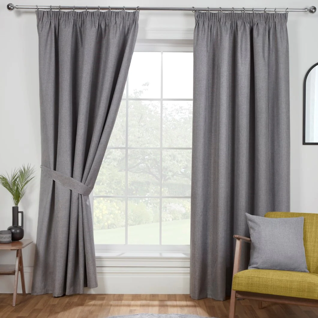 Eclipse Pewter Grey Pencil Pleat Blackout Thermal Curtains