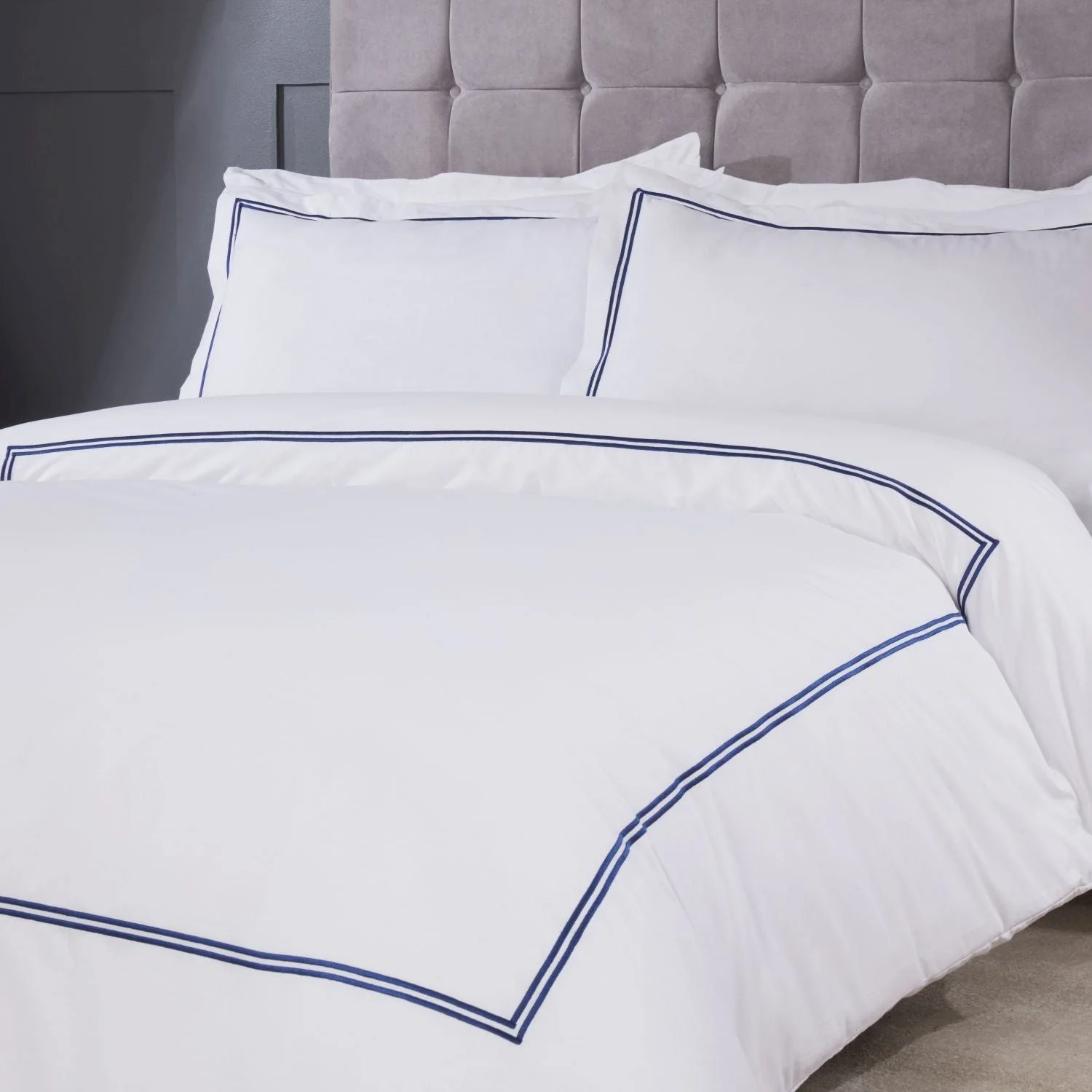 Mayfair Navy Embroidered Duvet Set