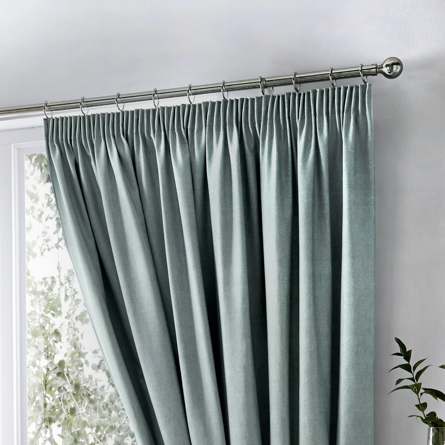 Dijon Duck Egg Blackout Thermal Pencil Pleat Curtains