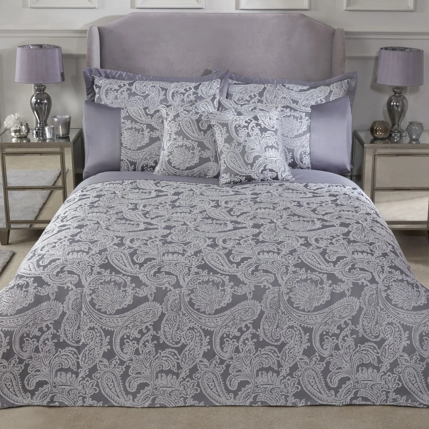 Duchess Silver Embellished Jacquard Duvet Set