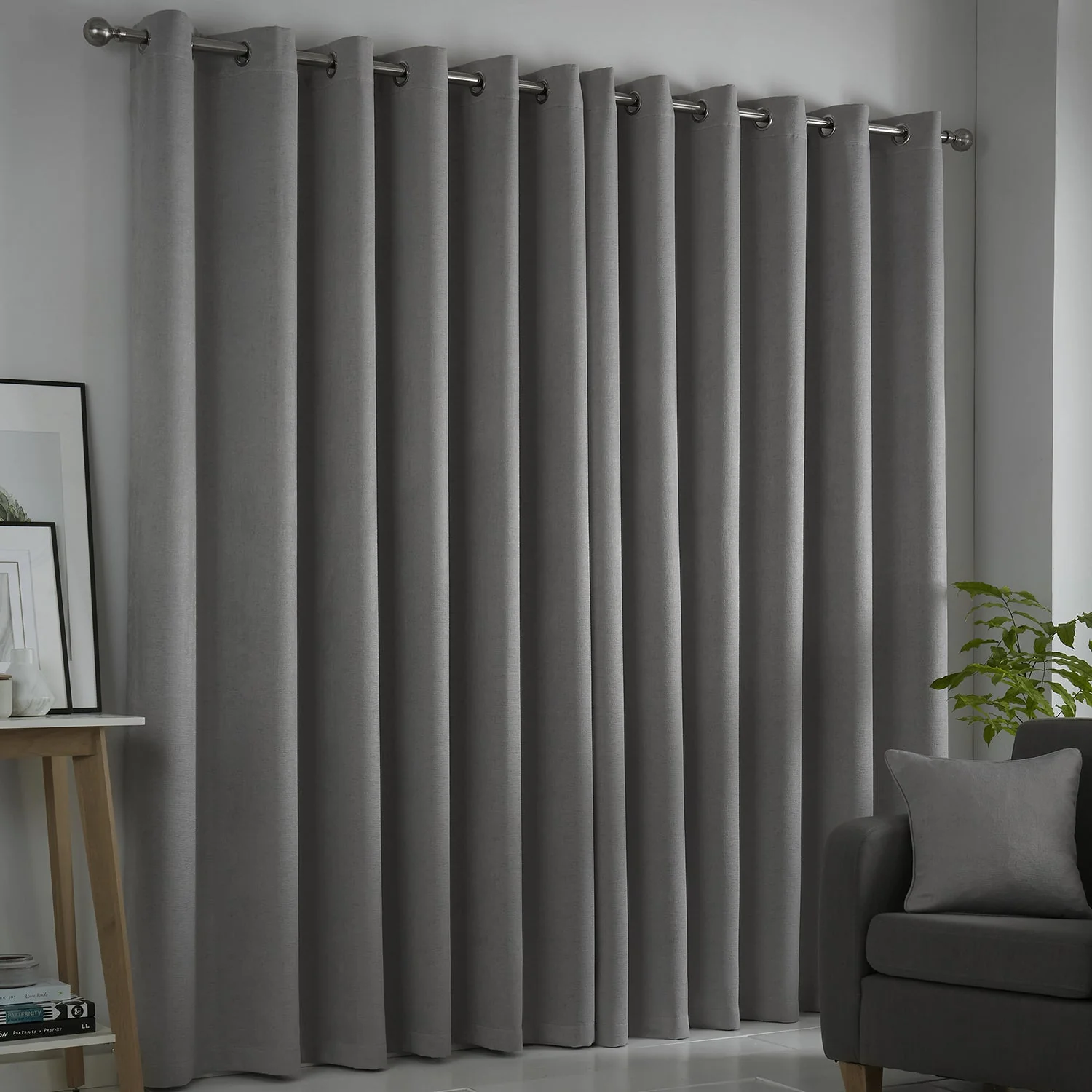 Strata Silver Grey Dim Out Eyelet Curtains