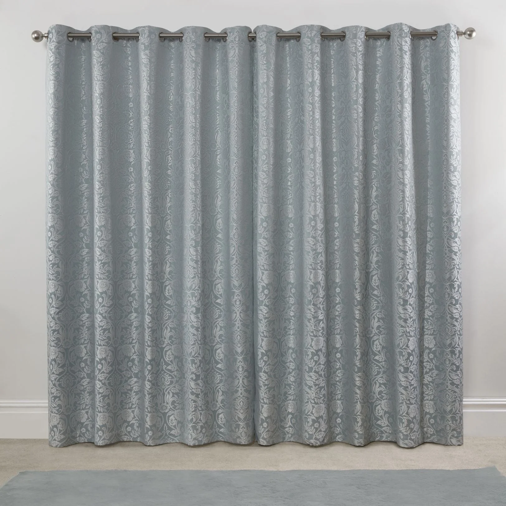 Eden Duck Egg Lined Eyelet Jacquard Curtains