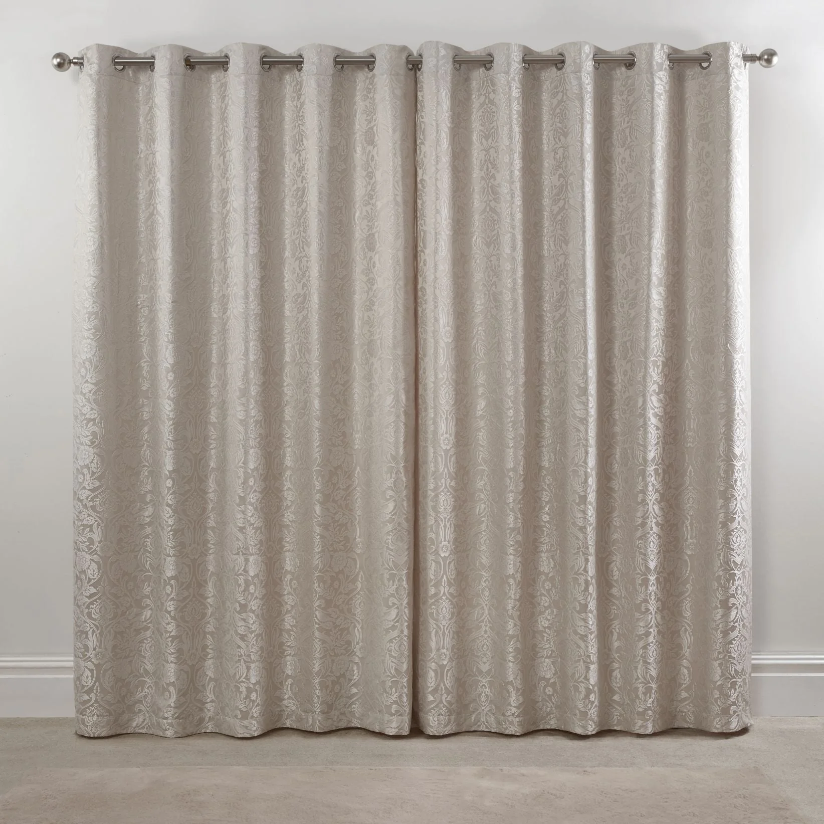 Eden Cream Lined Eyelet Jacquard Curtains