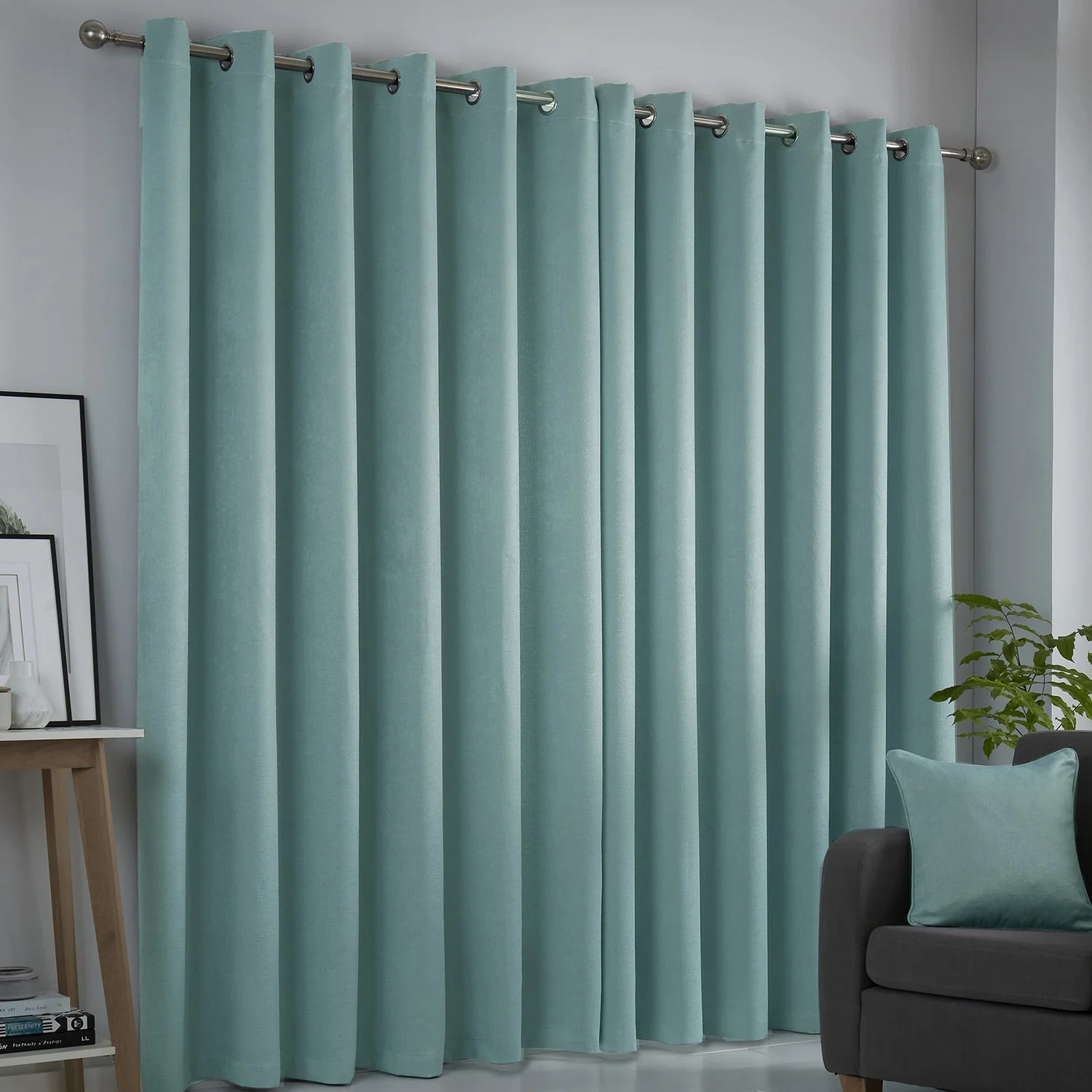 Strata Duck Egg Dim Out Eyelet Curtains