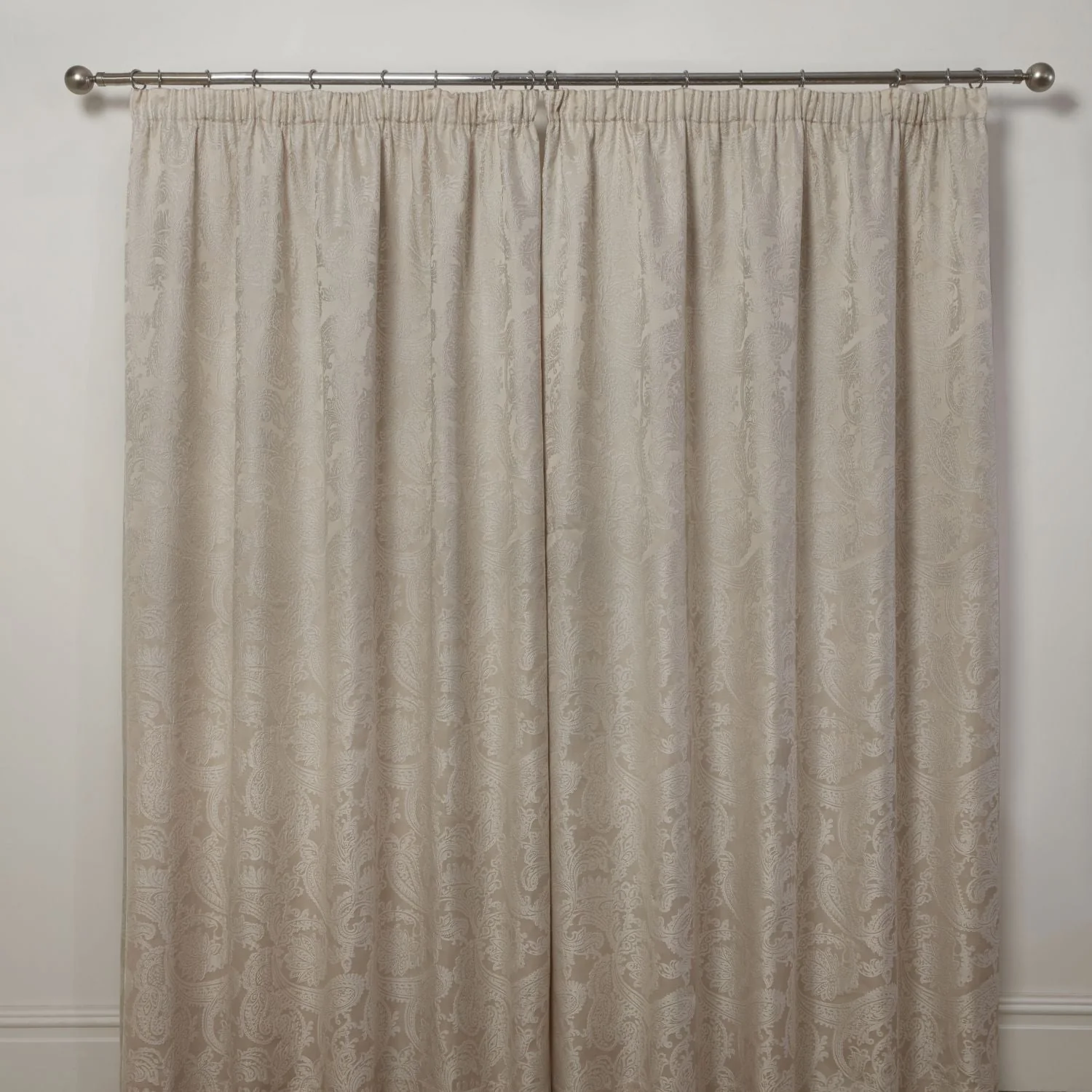 Duchess Cream Lined Pencil Pleat Jacquard Velvet Curtains
