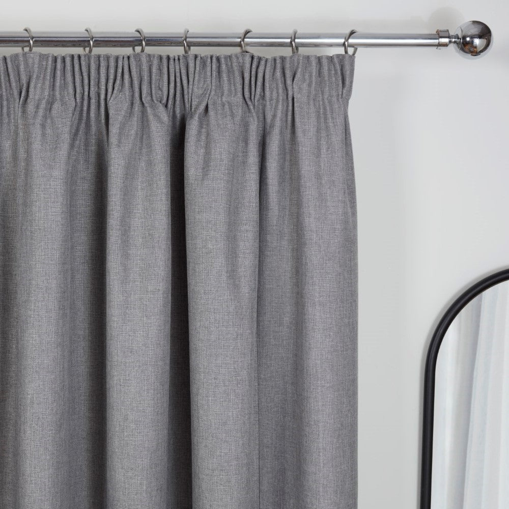 Eclipse Pewter Grey Pencil Pleat Blackout Thermal Curtains